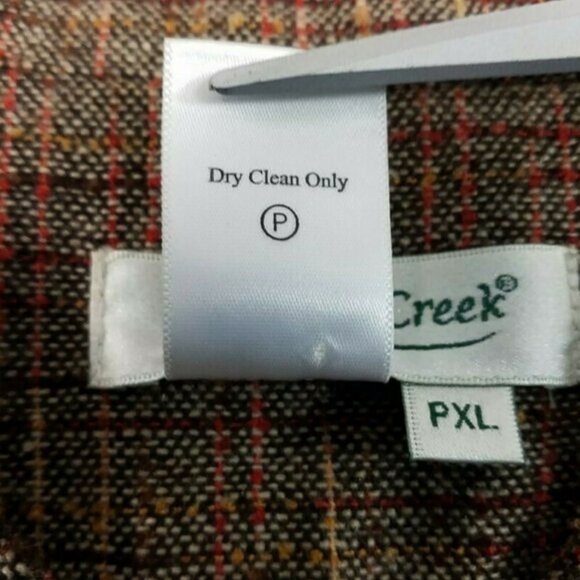 Coldwater Creek Brown Plaid Tweed Hook Front Long Sleeve Peplum Jacket PXL - Picture 15 of 16